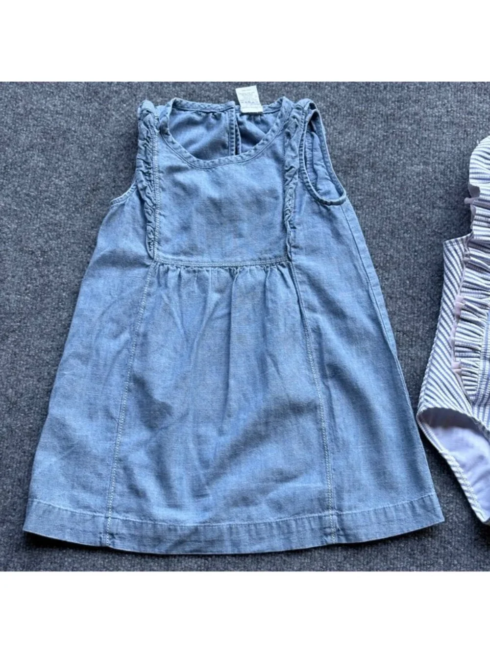 Girls toddlers bundle 3T Denim Sleeveless Dress Striped Ruffle Swimsuit